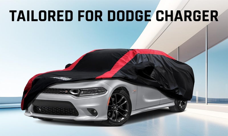 AltoCover Dodge Charger Car Cover Waterproof All Weather with Red Strip Design, Custom Fit for Dodge Charger 2006–2023, Charger Accessory with Door Zipper & Windproof Straps - Image 2